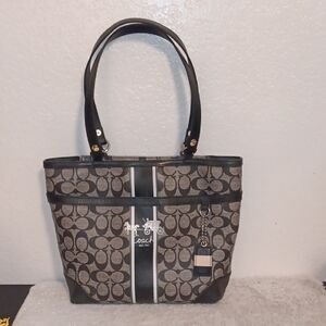 Coach Preloved Black and Brown Signature Tote.